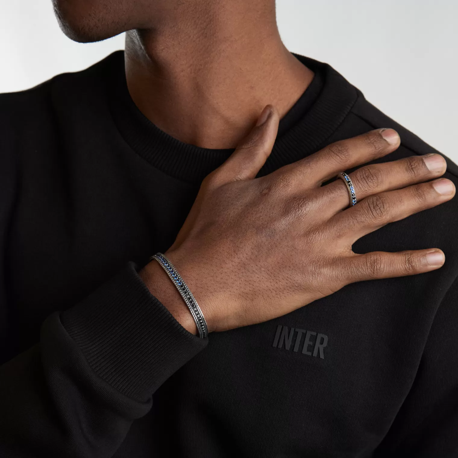 Inter IM X NOVE25 BRACCIALE IN ARGENTO CON BRILLANTI NERAZZURRI^ Gioielli